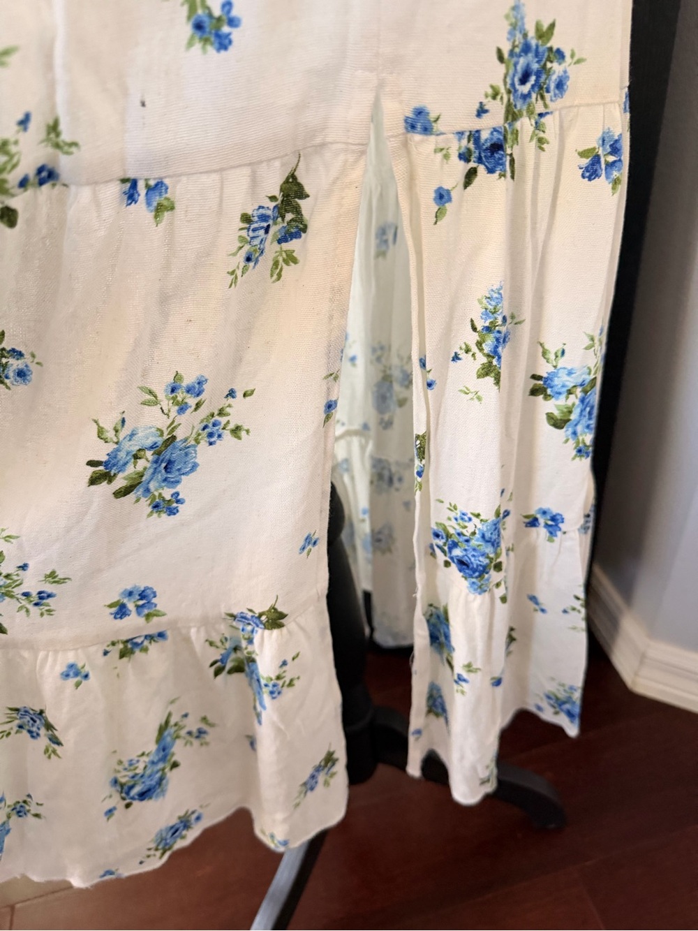 Altar’d State White Floral Ruffle Sleeve Midi Dress in Blue - Picture 7 of 9
